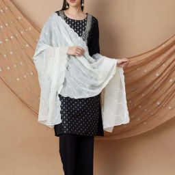 Melange by Lifestyle White Embroidered Dupatta-image-55