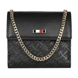 TOMMY HILFIGER Black Calhoun Lautrac Logo Small Flap Wallet with Sling-26