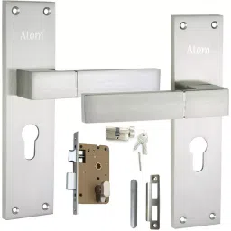 Atom Aluminium Silver Door Handle Lock Set, AL-51C/Y-S.S.8-image-78