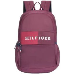 Tommy Hilfiger Wine Printed Free Size Backpack-34