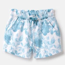 United Colors of Benetton Girls White & Blue Cotton Floral Print Shorts-image-21