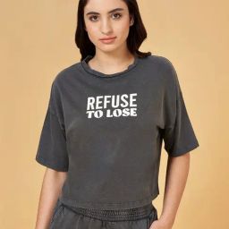 Ajile by Pantaloons Jet Black Cotton Printed Sports T-Shirt-image-27