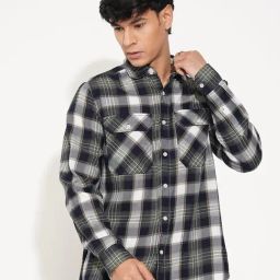 Sf Jeans By Pantaloons Navy Relaxed Fit Checks Shirt-picture-33