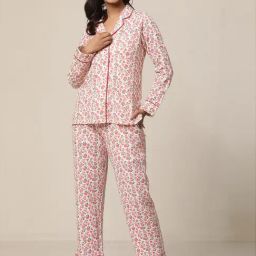 Elleven from Aurelia Pink Cotton Printed Shirt Pyjamas Set-image-52