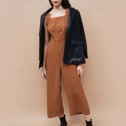 Ginger by Lifestyle Brown Plain Jumpsuit-image-42