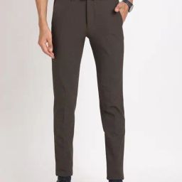 Turtle Brown Knitted Slim Fit Self Design Trousers-image-33