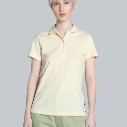 Puma Yellow Cotton Plain Sports T-Shirt-image-6