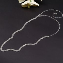 VAMA Silver-Plated Artificial Stones Studded Waist Chain Saree Accessories-image-95