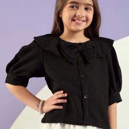 Peppermint Kids Black Georgette Regular Fit 1 Top-picture-34