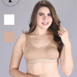 Lux Venus Tan & White Full Coverage Non-Wired Sports Bra - Pack of 2-image-50