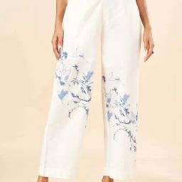 Akkriti by Pantaloons Snow White Cotton Printed Flared Pants-22