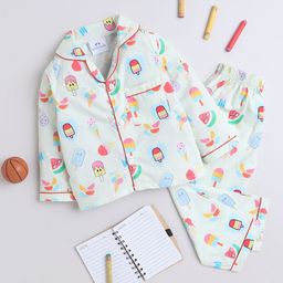 Knitting Doodles Unisex Kids Printed Night suit-image-70
