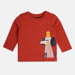 MINIKLUB Boys Rust Printed Full Sleeves T-Shirt-image-99