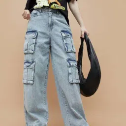 Ginger By Lifestyle Light Blue Cotton Regular Fit Jeans-image-62