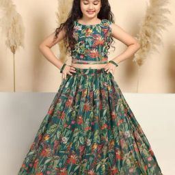 Fashion Dream Kids Green Printed Lehenga Choli Set-picture-17