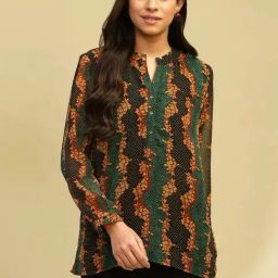 Biba Green Printed A Line Short Kurti-image-20