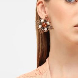 Sohi Gold Plated Party Designer Stone Stud Earrings image 3