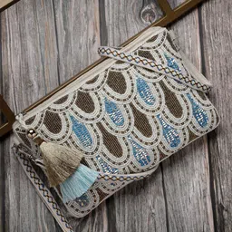 Anekaant Kooky Natural Embellished Cotton Sling Bag-14