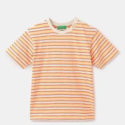 United Colors of Benetton Kids Orange & Cream Striped T-Shirt-48