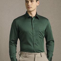 Louis Philippe Men Slim Fit Geometric Printed Spread Collar Pure Cotton Formal Shirt-picture-9