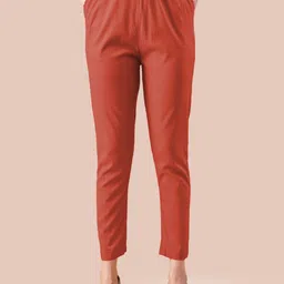 LYRA Women Comfort High-Rise Flat-Front Cotton Cigarette Trouser-image-1