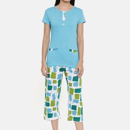 zebu Women Blue & White Solid Night suit-image-35