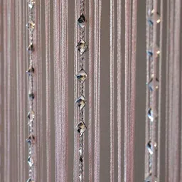 PINDIA Pink & Silver Self Design Sheer Long Door Curtain-39