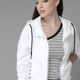 Roadster Women White Solid Windcheater Tailored Jacket-image-77