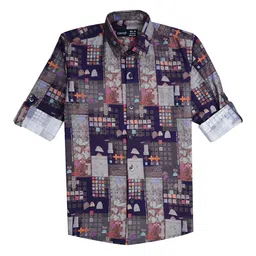 CAVIO Boys Comfort Abstract Printed Spread Collar Casual Shirt-image-76