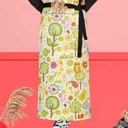 ArtzFolio Black & Green Printed Cotton Waist Apron-image-50