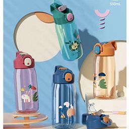 YAMAMA Cartoon Printed Tritan Water Bottle with Sipper - 550 ml (Colour May Vary)-12