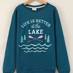 Lazy Bones Full Sleeves Text Printed Sweatshirt - Turquoise Blue-picture-14