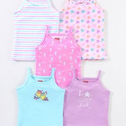 Babyhug 100% Cotton Sleeveless Slips Striped Pack of 5 - Blue & Pink-picture-17