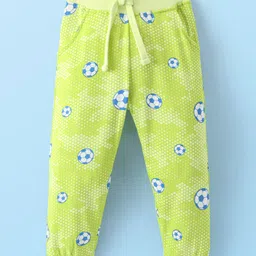 Babyhug Cotton Looper Knit Full Length Soccer Printed Lounge Pant - Lime Green-picture-28