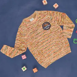 Pantaloons Junior Full Sleeves Self Designed Pullover - Orange-picture-34