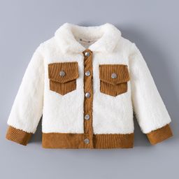 Kookie Kids Full Sleeves Collar Neck Front Open Fur Jacket - White-image-25