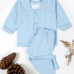 Tiny Bugs Full Sleeves Striped Thermal Set - Blue-image-26