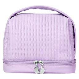 House of Quirk Makeup Bag, Cosmetic Bag Double Layer Travel Makeup Bag Portable Pu Leather Toiletry Bag Travel Toiletry Bag-Purple-image-69