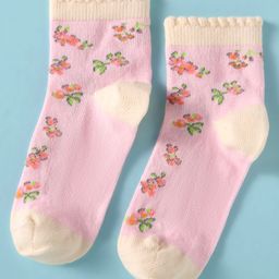 Mustang Cotton Knit Ankle Length Socks with Floral Design - Pink-image-123