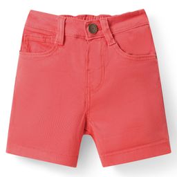 Babyhug Washed Denim Mid Thigh Shorts With Stretch - Coral-image-81