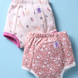 Ben Benny Interlock Knit Waterproof Cotton Laminated Padded Briefs with Animal & Floral Print Pack of 2 - Pink-image-22