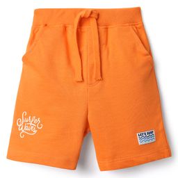 Babyhug Terry Knit Mid Thigh Length Shorts with Text Print - Orange-picture-10