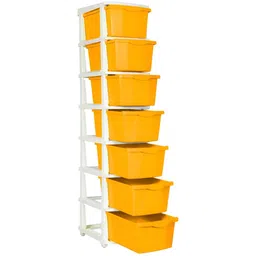 Parasnath Orange & White 7-Layer Drawer Multi-Utility Organisers with Wheels image 2