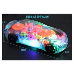 NEGOCIO 360 Degree Bump & Go ABS Plastic Rotating Transparent Concept Racing Car with 3D Flashing Led Lights & Music for Kids - PACK OF 1 - COLOR MAY VARY image 3