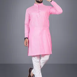 Attigo Band Collar Straight Kurta With Pyjamas-picture-44
