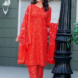 devkison Designer Women Ethnic Motifs Printed Regular Kurta with Churidar & With Dupatta-image-18