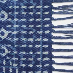 Fabindia Blue & White Printed Rectangular Small Dhurrie image 2