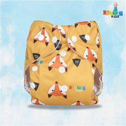 Chinmay Kids One Size Adjustable Baby Cloth Button Diaper - Washable/Reusable Nappies for Infants & Toddlers With White Insert (8 X 8 inch) Pack of 2 image 4