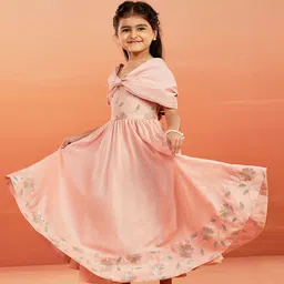 VASTRAMAY Girls Embroidered Off-Shoulder Maxi Dress-image-63