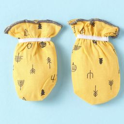 OHMS Interlock Knit Mittens & Booties With Trees Print Pack of 2 - Orange image 5